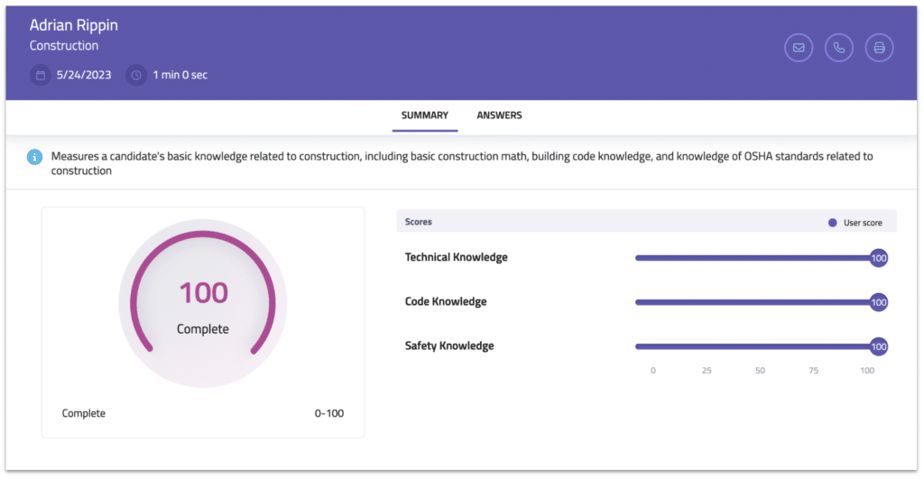 Sample Candidate Report