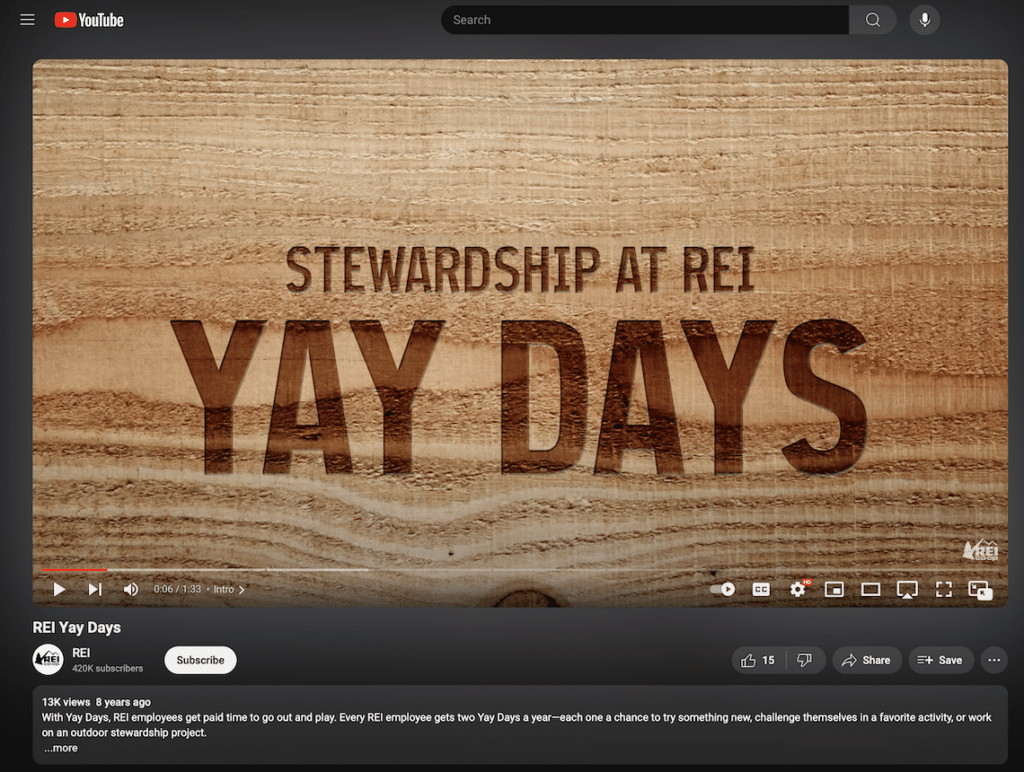 REI's YouTube channel
