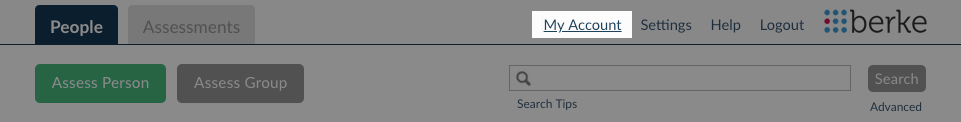 screenshot of the My Account navigation